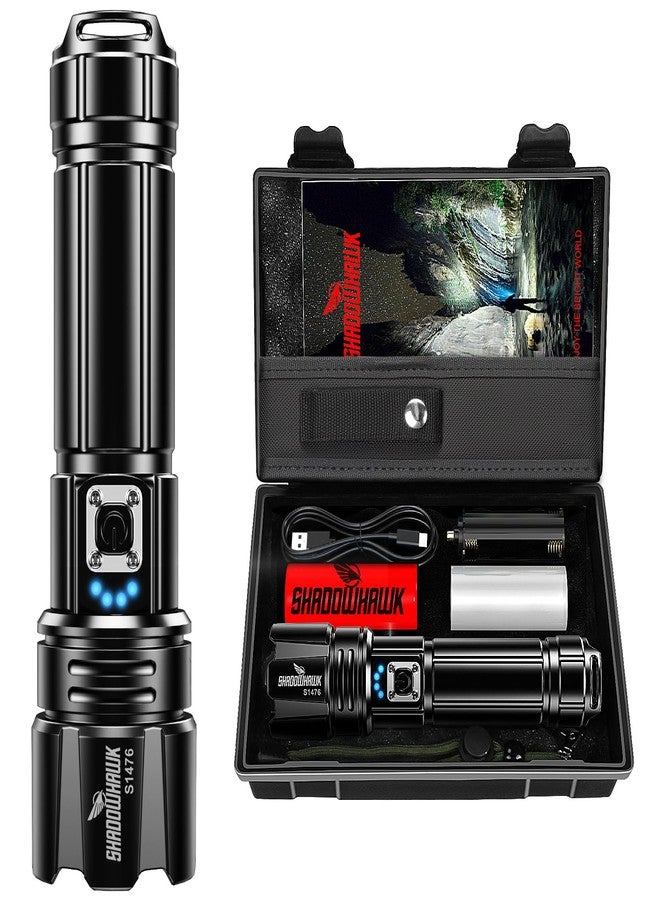 Shadowhawk Flash Light Led Torch, 20000 Lumens Flashlight Bright Light Torch, XHP70.2 Hand Torch Light Rechargeable USB Tactical, Waterproof Portable Torch Light for Trekking Hunting Emergency - Image 1